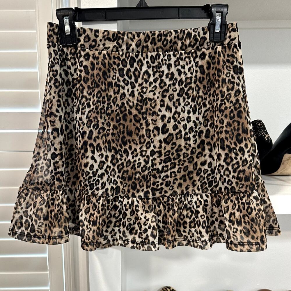 Noisy May Women's Brown Leopard Print Mini Pull On Skirt S NWT